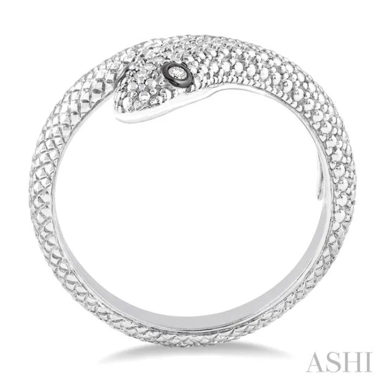 1/20 Ctw Round Cut Diamond Snake Ring in Sterling Silver