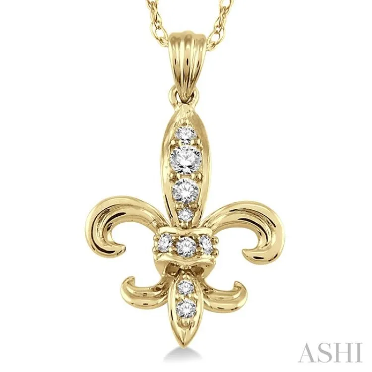 1/6 Ctw Round Cut Diamond Pendant in 14K Yellow Gold with Chain