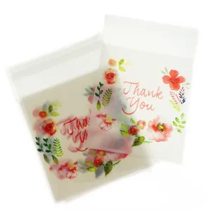 20 Thank You Cellophane Bags - Self Adhesive Seal - Choose Your Size!