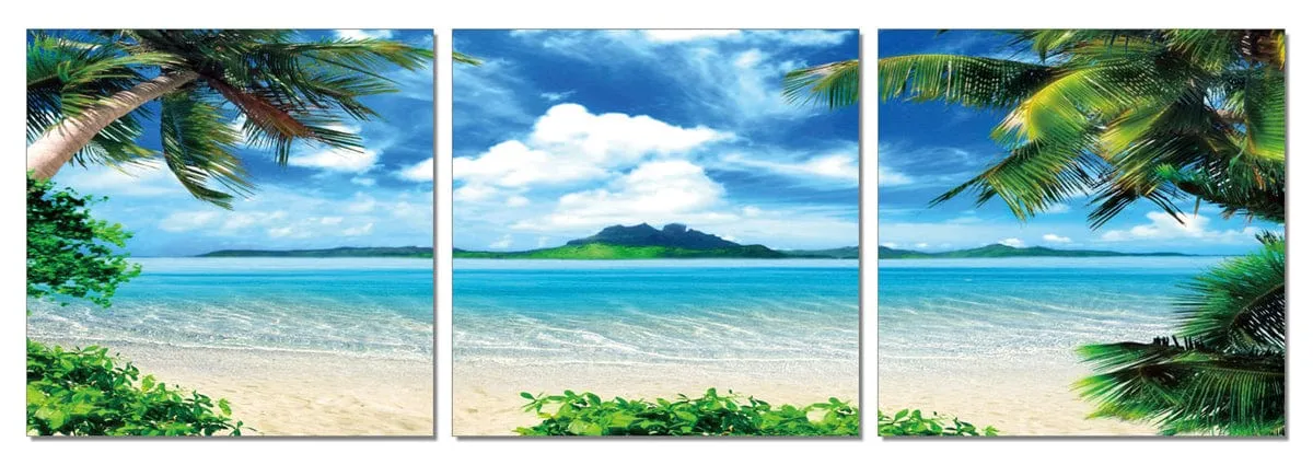 24" Multicolor Canvas 3 Panels Beach Photo