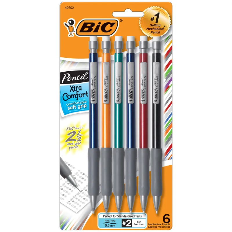 #3902 BIC XTRA COMFORT 6 PACK MECHANICAL PENCILS.5MM