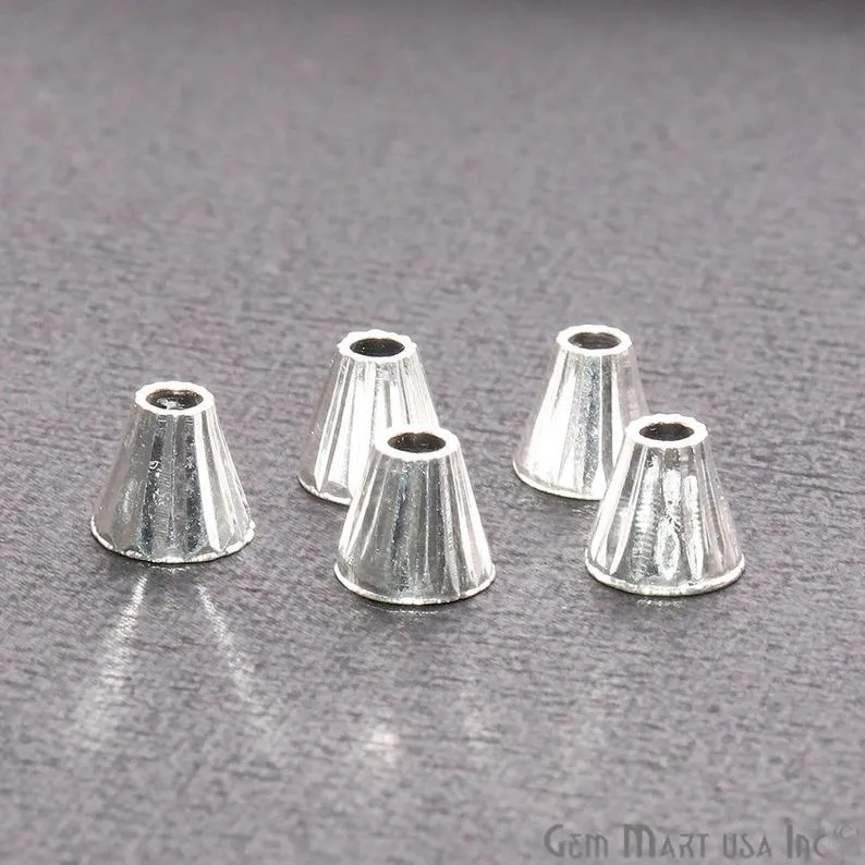 5pc Lot Silver Cone Acrylic Cap Findings Tassel Caps