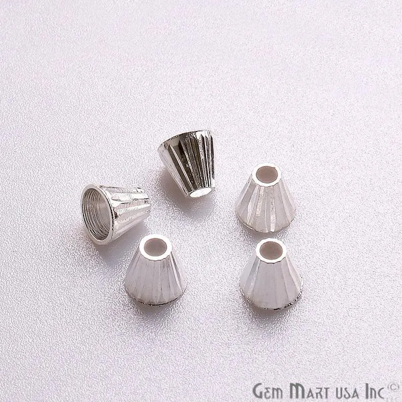 5pc Lot Silver Cone Acrylic Cap Findings Tassel Caps