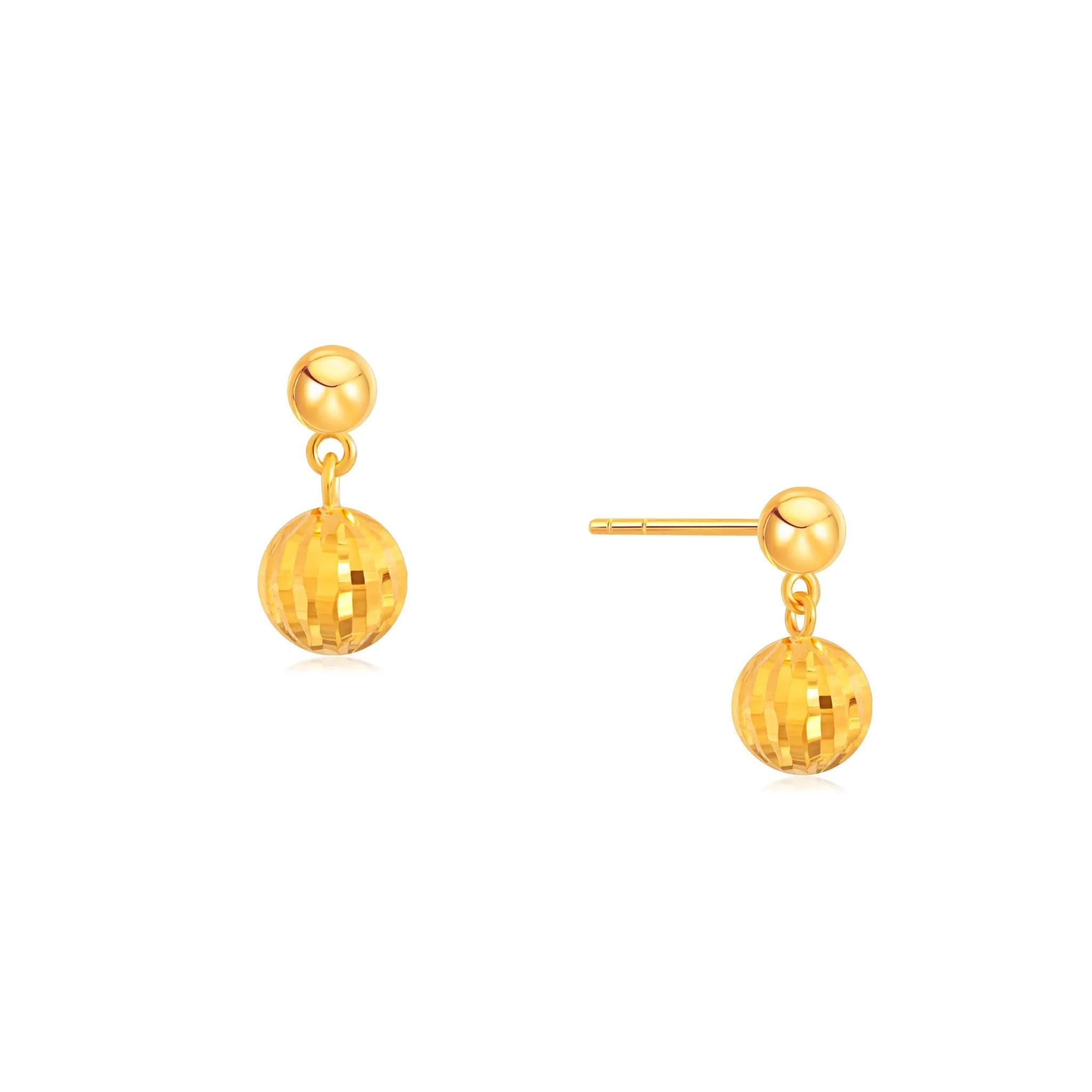 916 Gold Alluring Drop Ball Studs Earrings