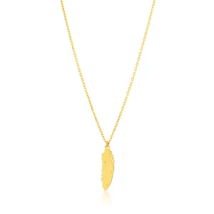 9ct Leaf Pendant on 40 5cm Chain Yellow Gold