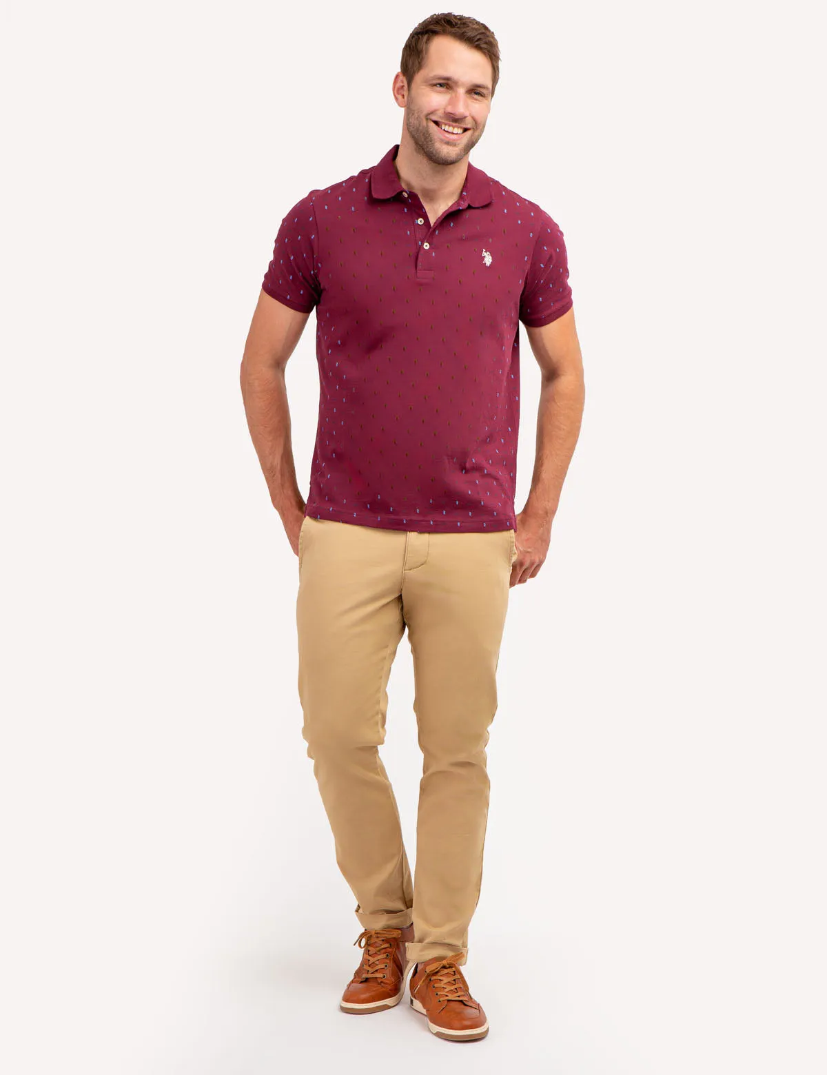 ALLOVER PRINTED JERSEY POLO SHIRT