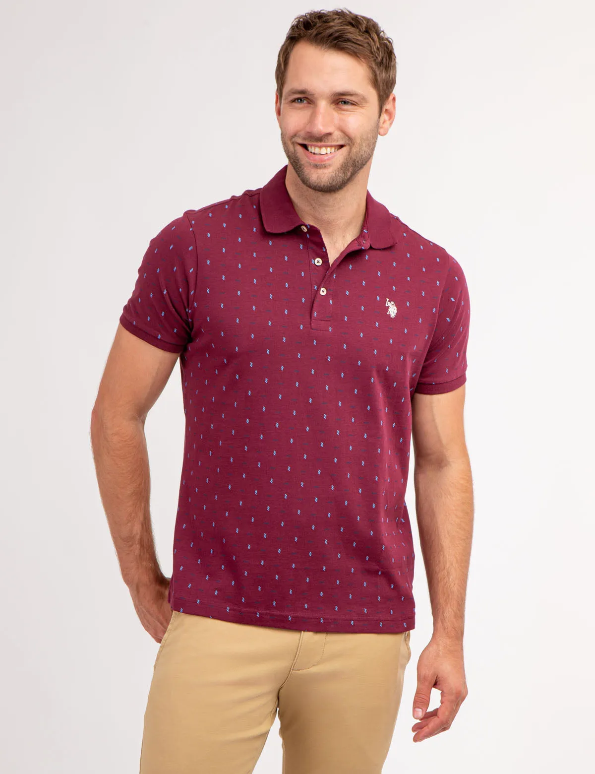 ALLOVER PRINTED JERSEY POLO SHIRT