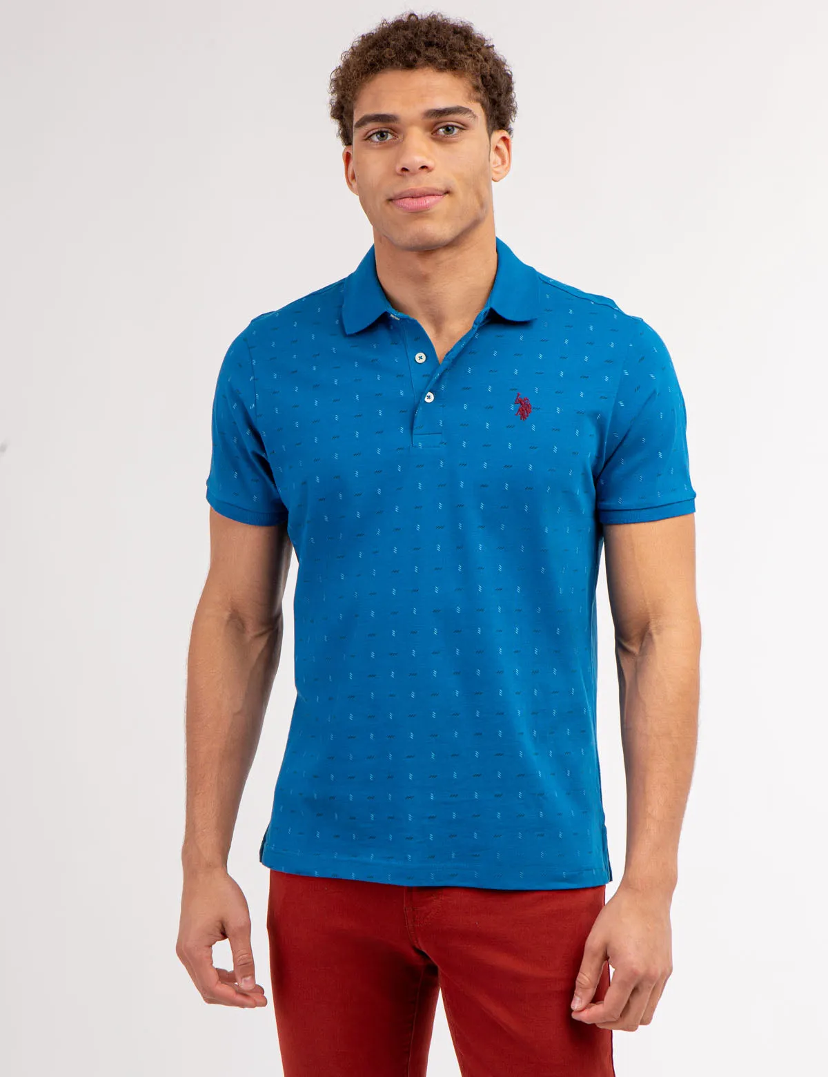 ALLOVER PRINTED JERSEY POLO SHIRT