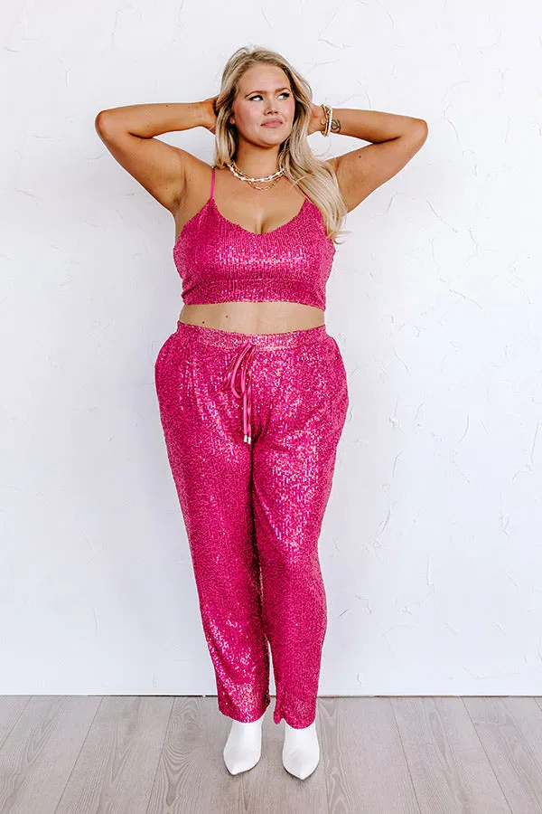 Alluring Avenue Sequin Crop Top in Fuchsia Curves