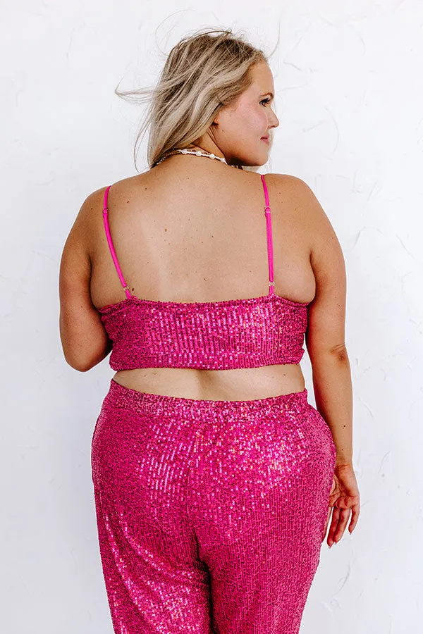 Alluring Avenue Sequin Crop Top in Fuchsia Curves