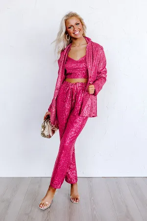 Alluring Avenue Sequin Pants in Fuchsia