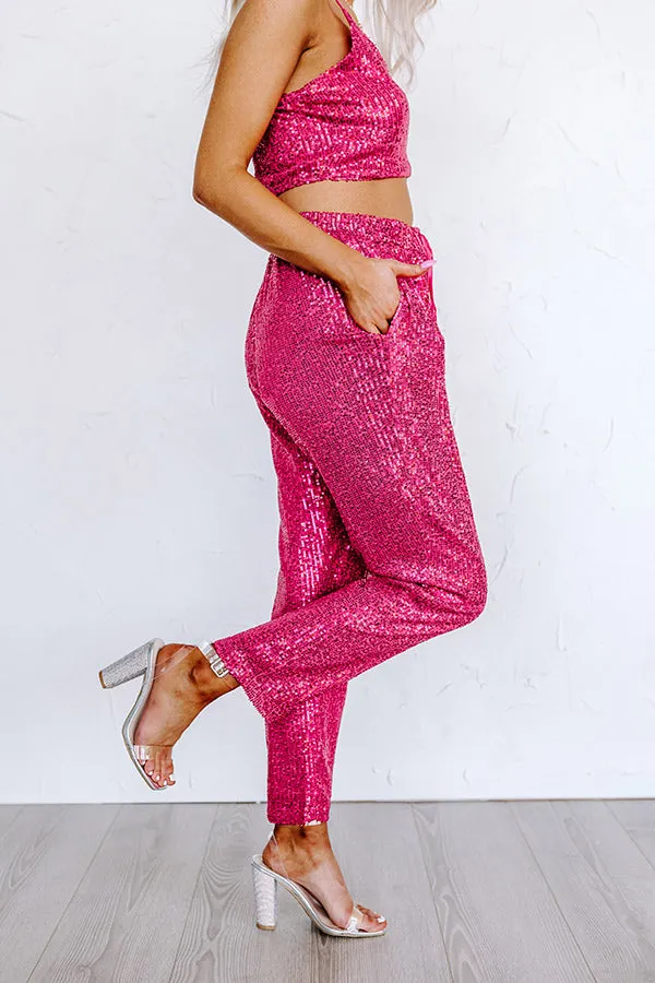 Alluring Avenue Sequin Pants in Fuchsia