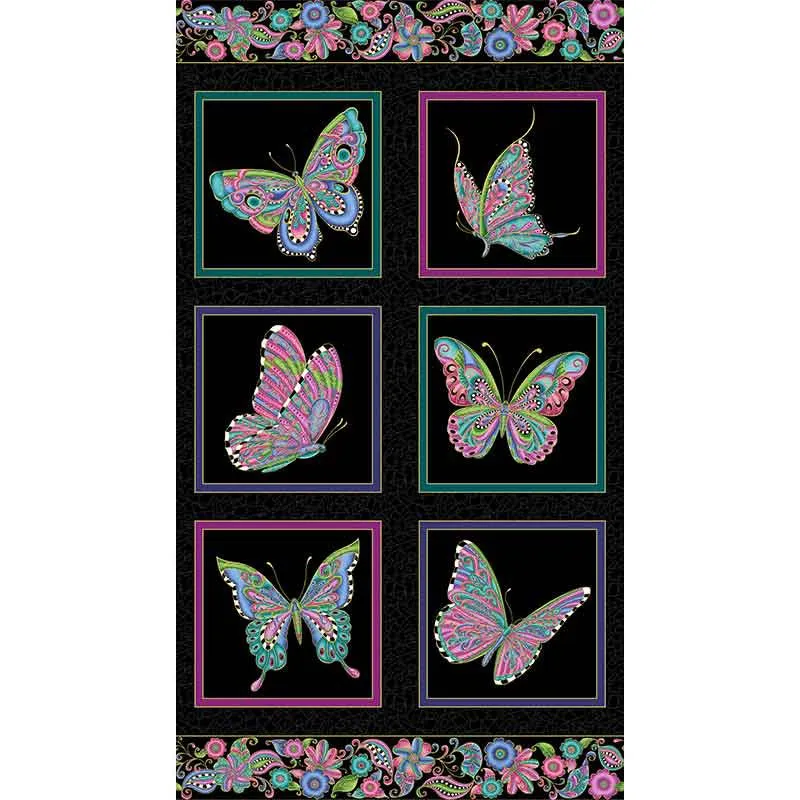 Alluring Butterflies - Butterfly Black Metallic Panel