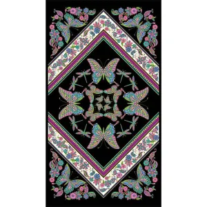 Alluring Butterflies - Butterfly Kaleidscope Black Metallic Panel