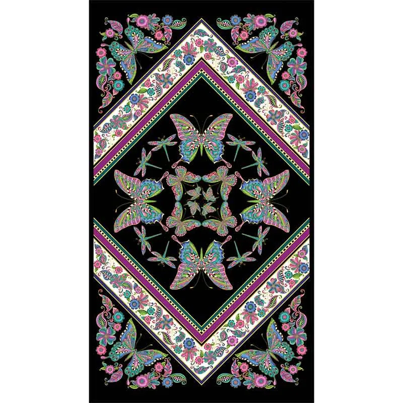 Alluring Butterflies - Butterfly Kaleidscope Black Metallic Panel