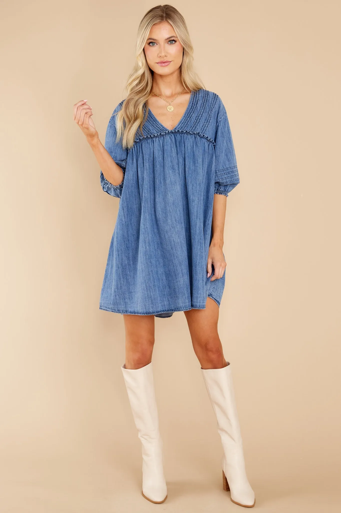 Alluring Joy Dark Chambray Dress