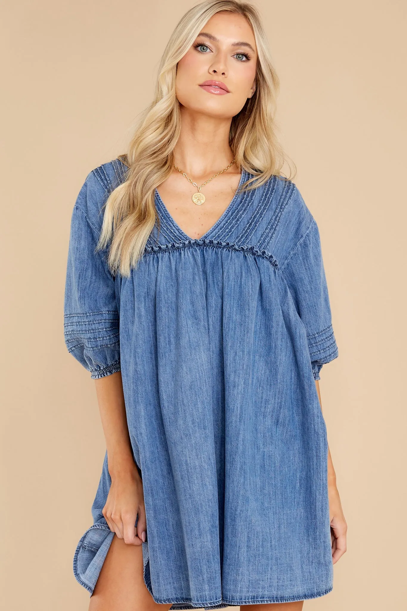 Alluring Joy Dark Chambray Dress