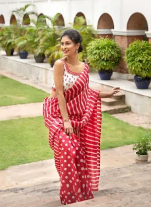 Alluring Red Color Digital Print Saree