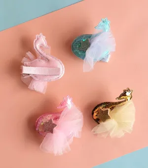 Alluring Shimmer Swan Hair Clips