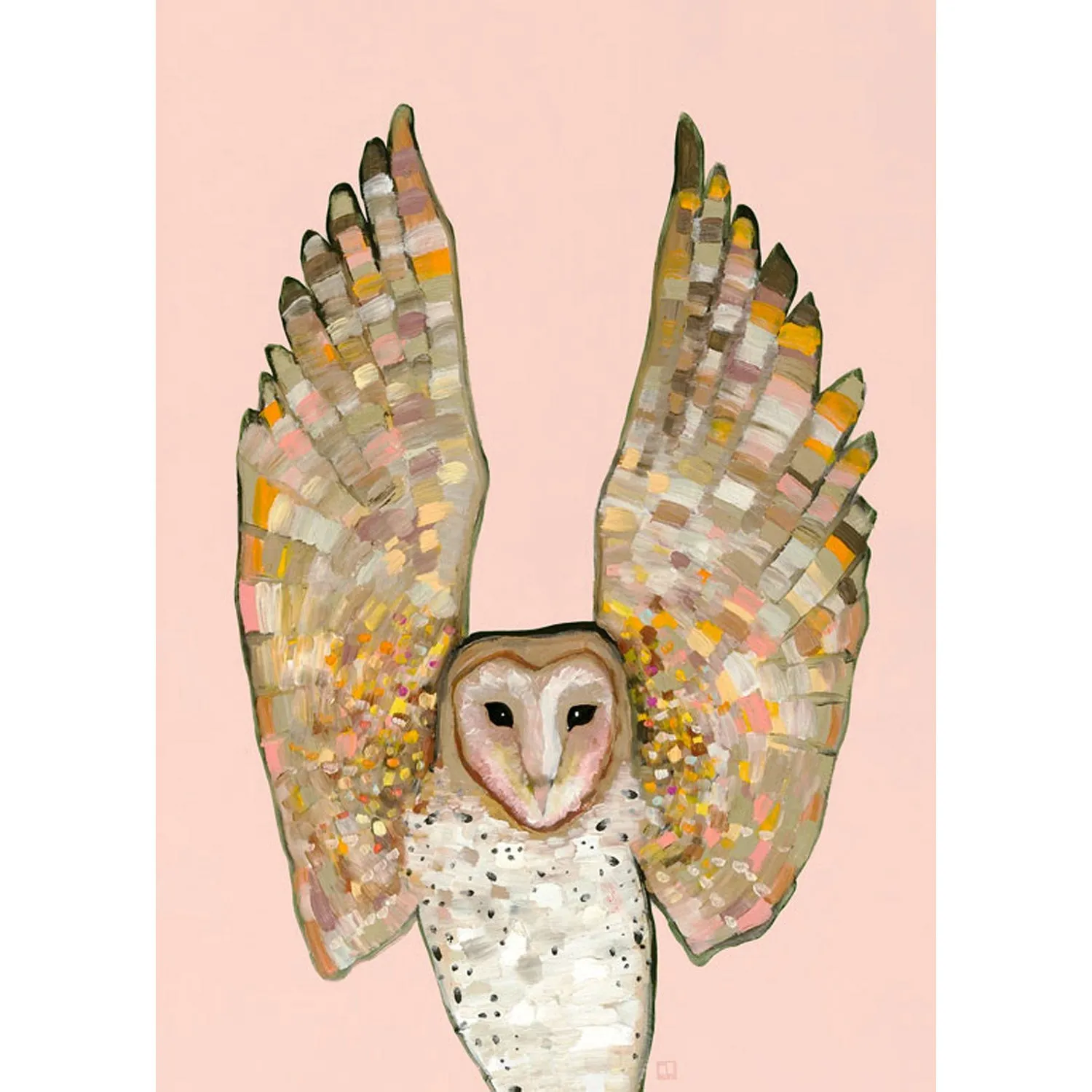 Barn Owl On Coral Canvas Wall Art