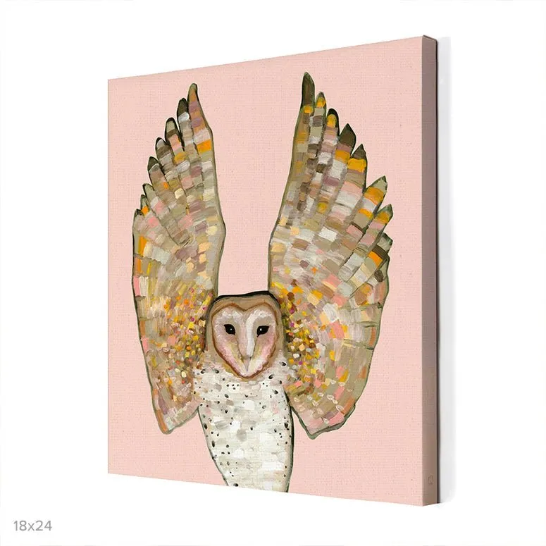 Barn Owl On Coral Canvas Wall Art