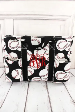 Baseball with Black Trim Large Organizer Tote