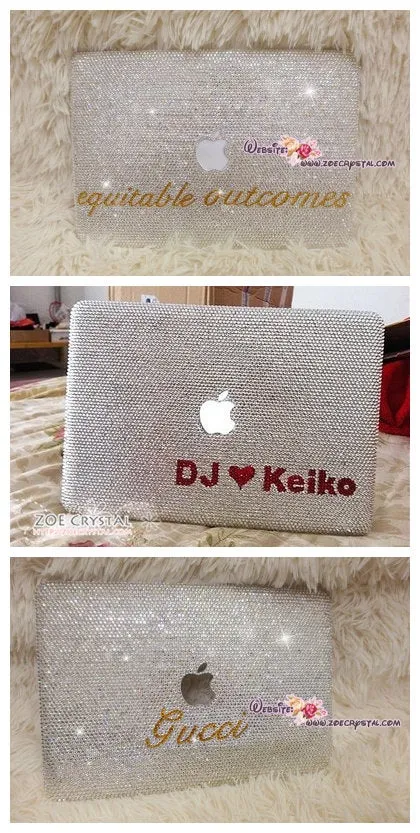 Bedazzled Bling DJ MACBOOK Case / Cover in Clear White Crystal Rhinestone Sparkling Shinning Bejeweled