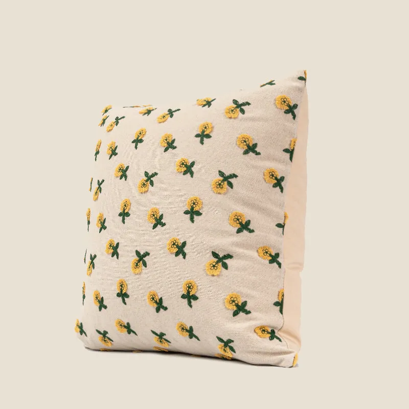 Beige Floral Patterned Pillow