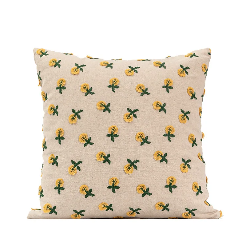 Beige Floral Patterned Pillow