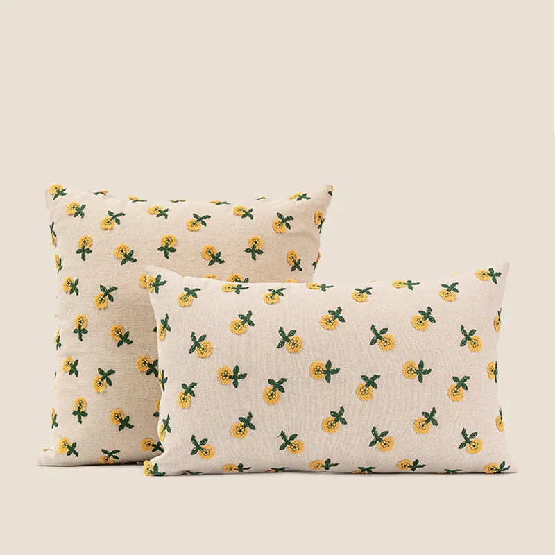 Beige Floral Patterned Pillow