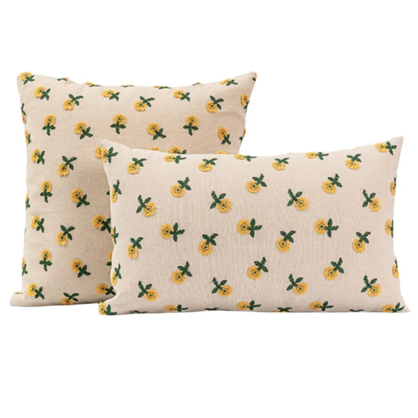 Beige Floral Patterned Pillow