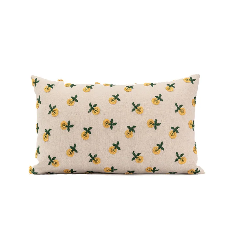 Beige Floral Patterned Pillow