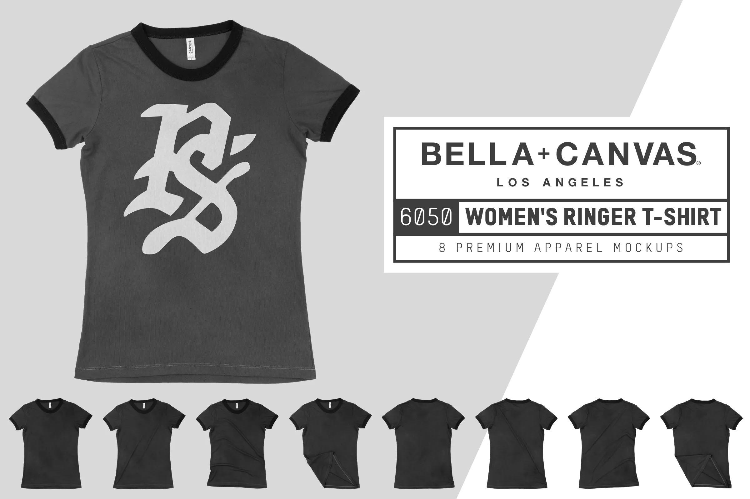 Bella   Canvas 6050 Women's Ringer T-Shirt Mockups