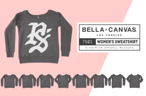 Bella   Canvas 7501 Women's Sweatshirt Mockups