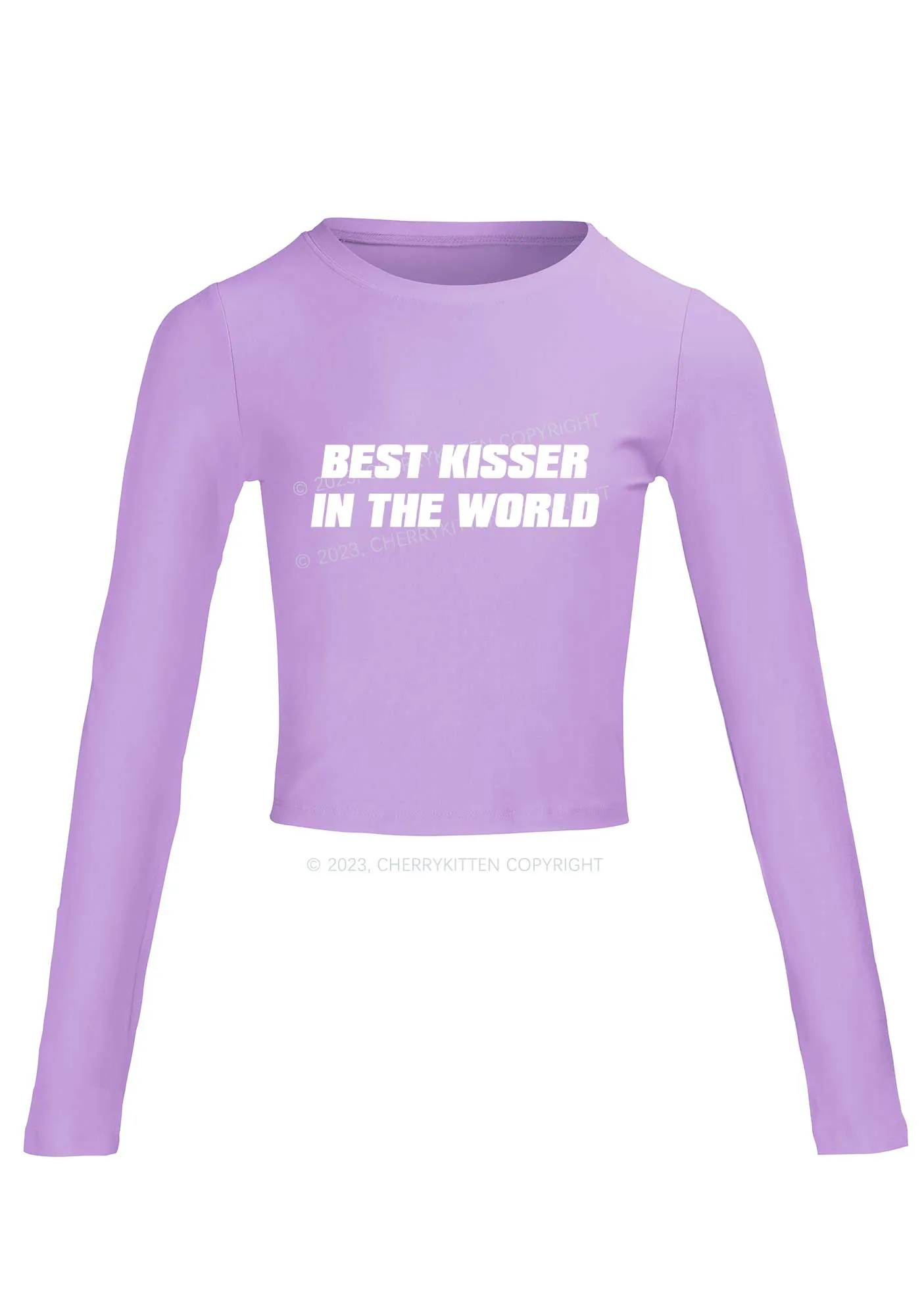 Best Kisser In The World Long Sleeve Crop Top Cherrykitten