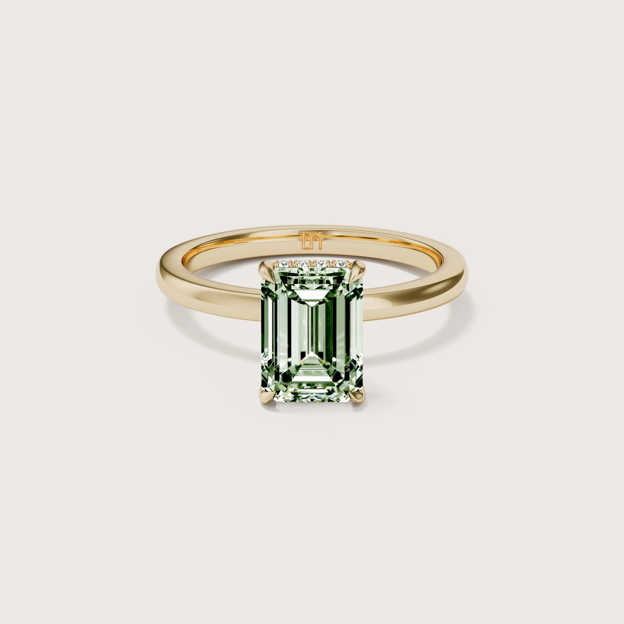 Bianca Emerald Solitaire Green Diamond - Hidden Halo