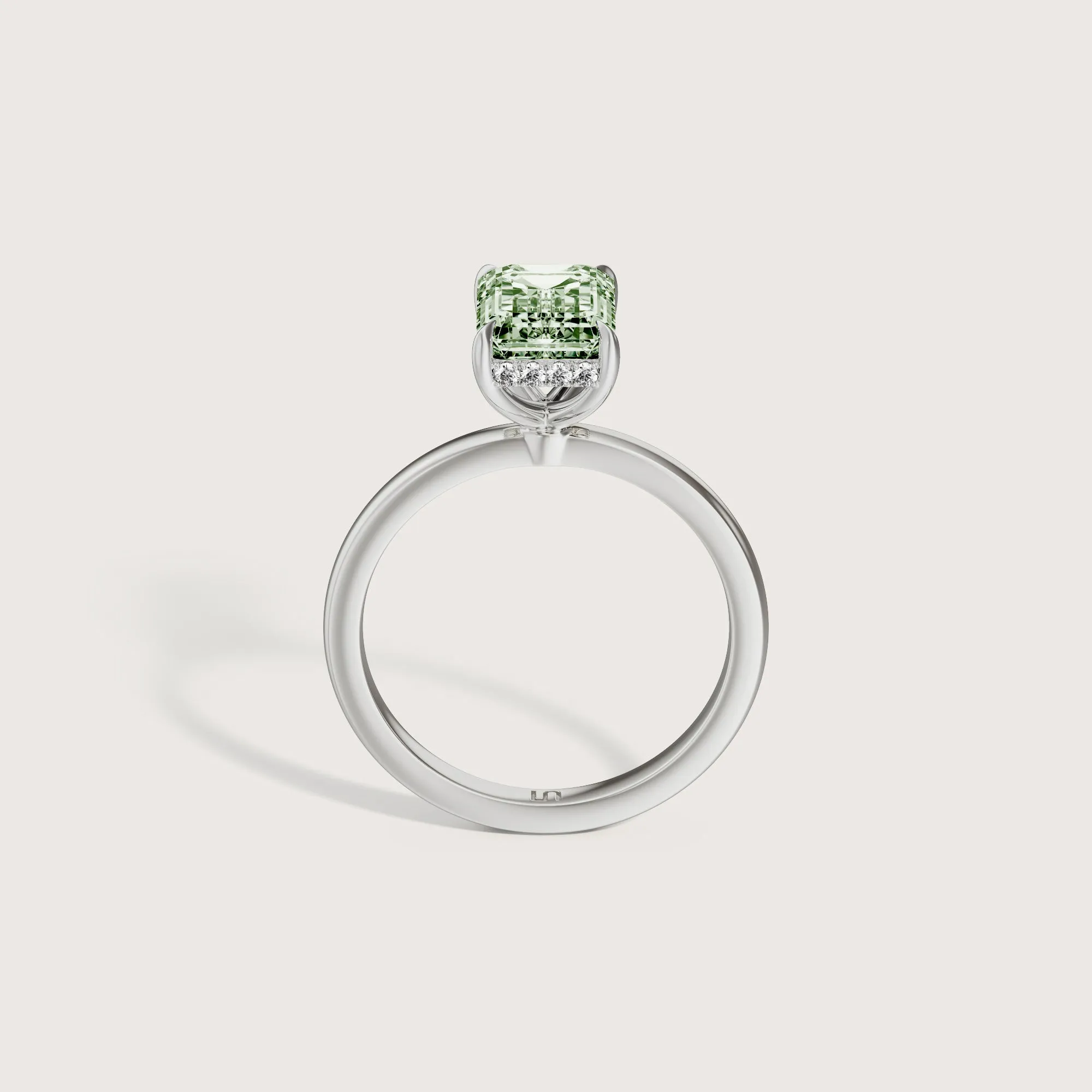 Bianca Emerald Solitaire Green Diamond - Hidden Halo