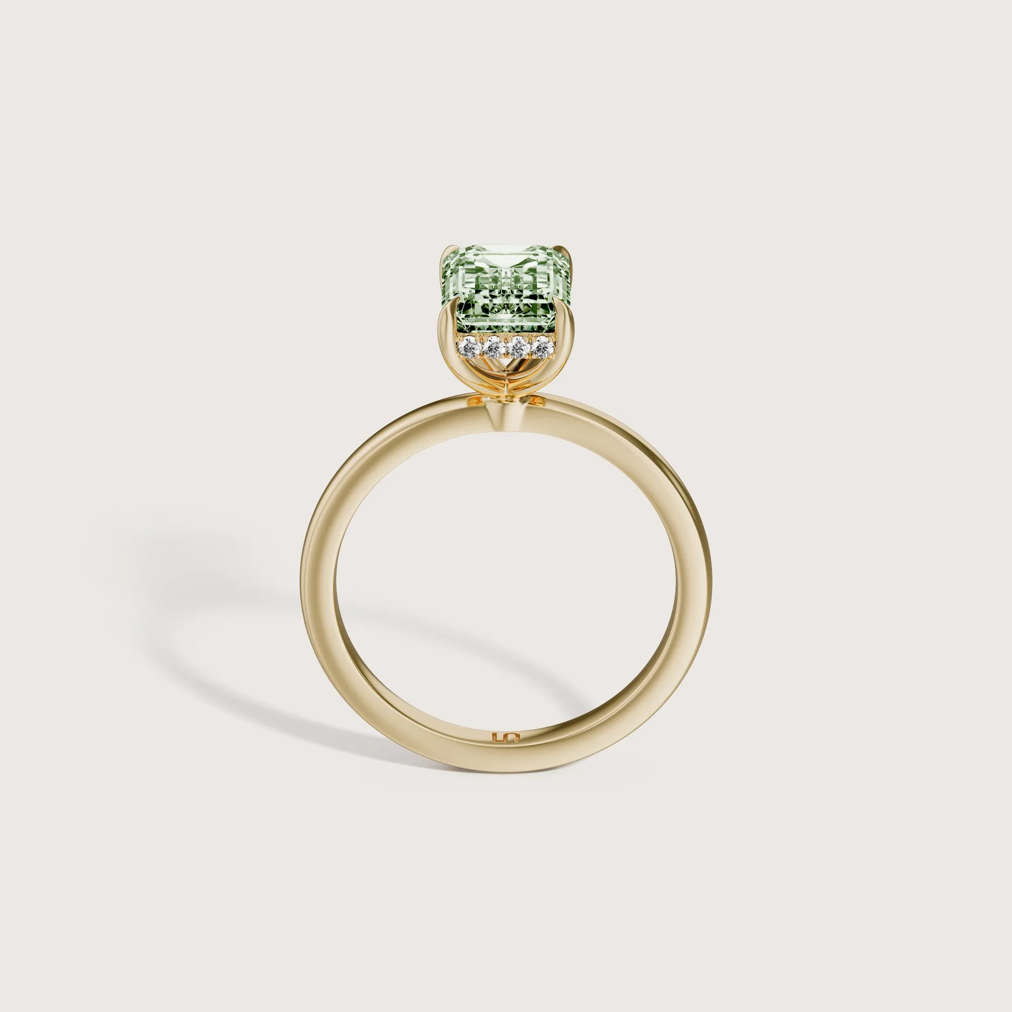 Bianca Emerald Solitaire Green Diamond - Hidden Halo