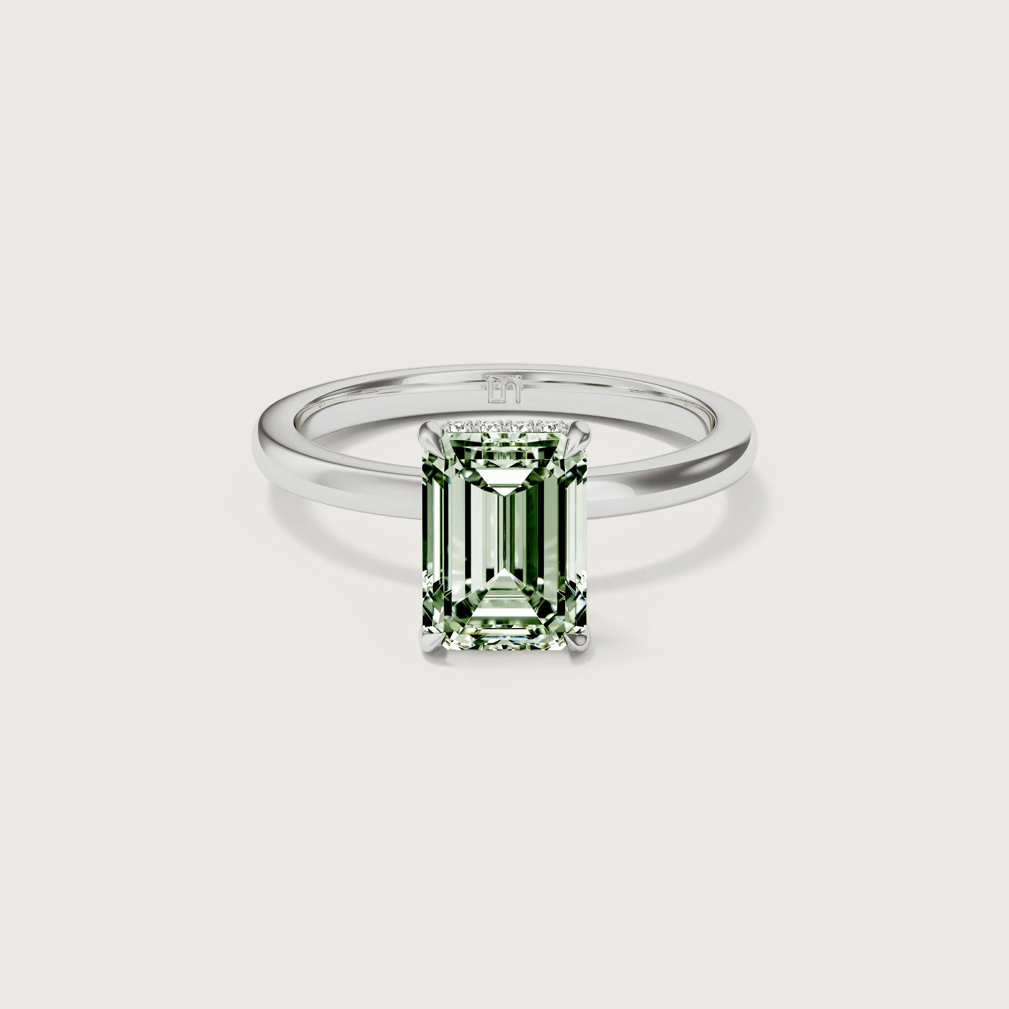 Bianca Emerald Solitaire Green Diamond - Hidden Halo