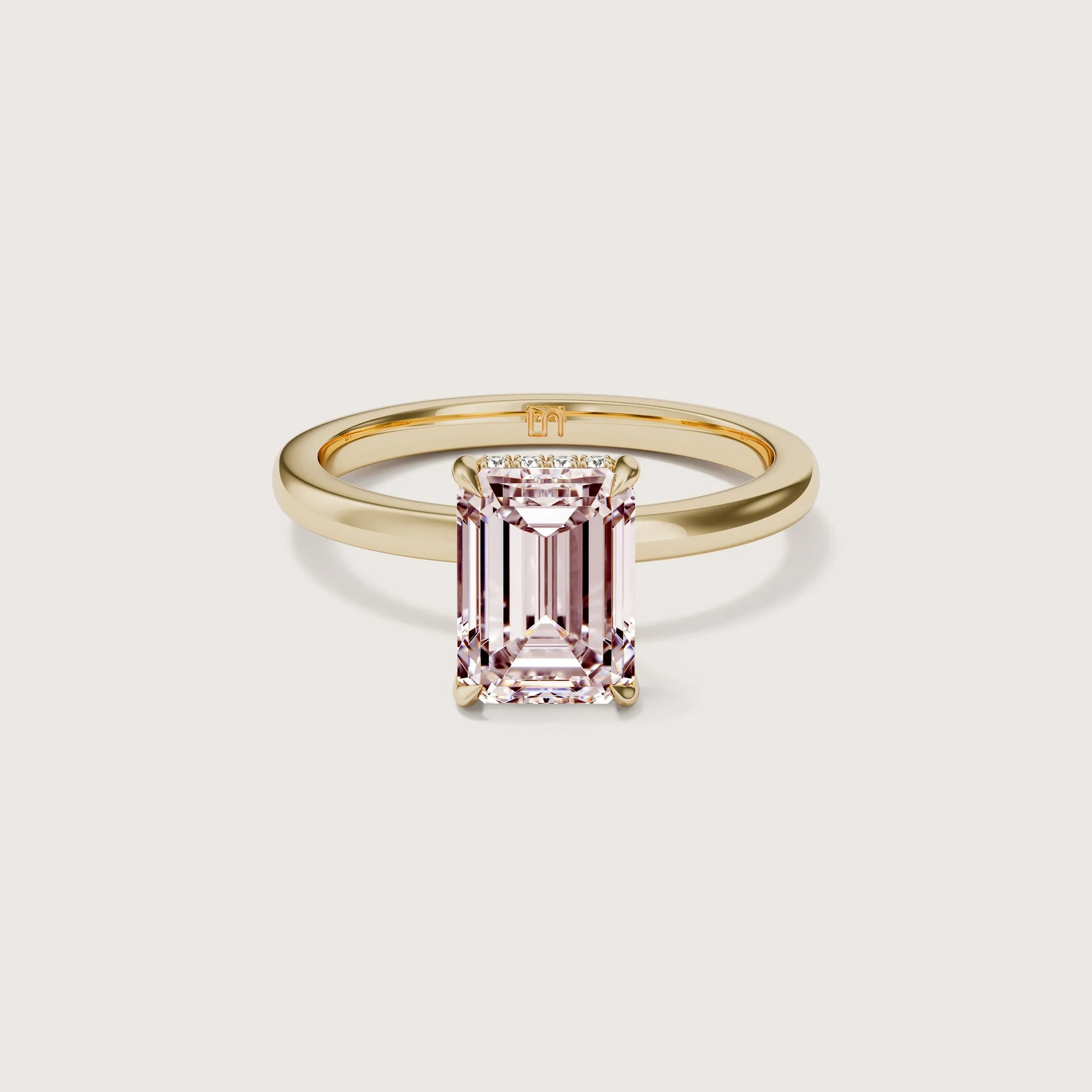 Bianca Emerald Solitaire Pink Diamond - Hidden Halo