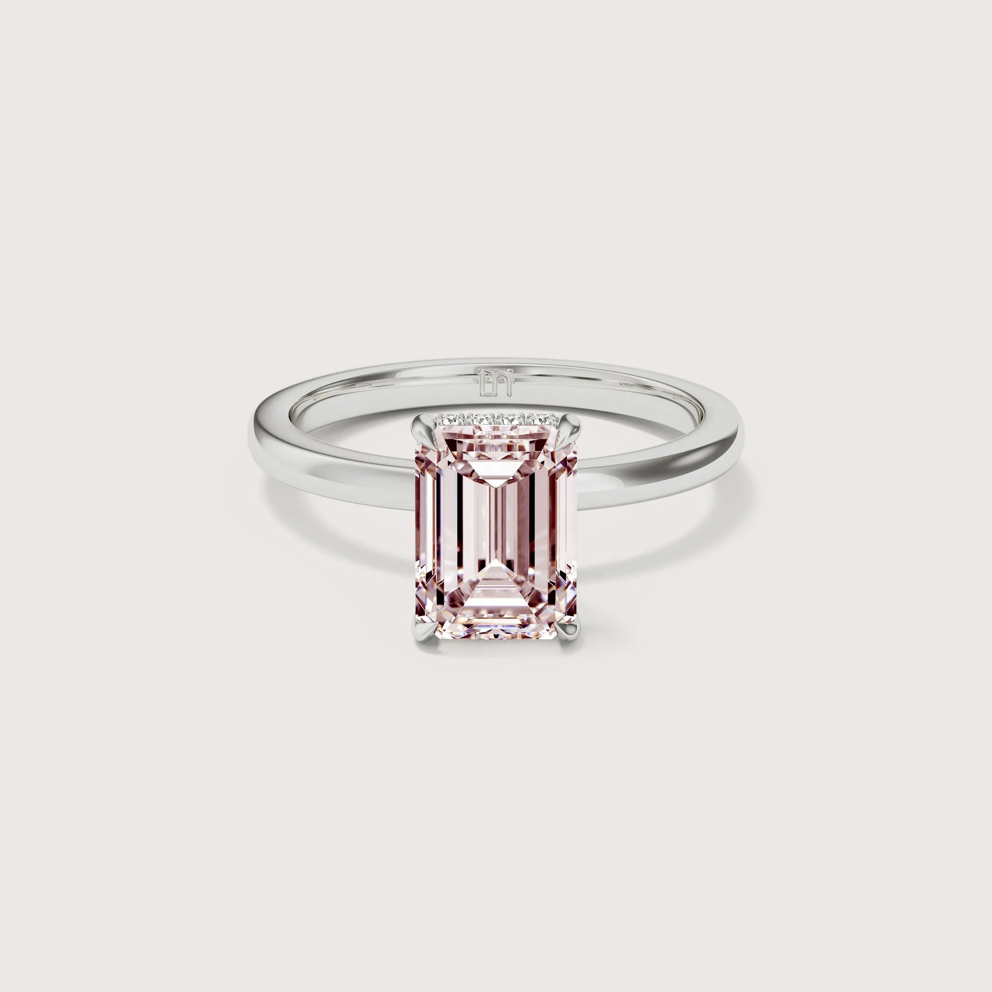 Bianca Emerald Solitaire Pink Diamond - Hidden Halo