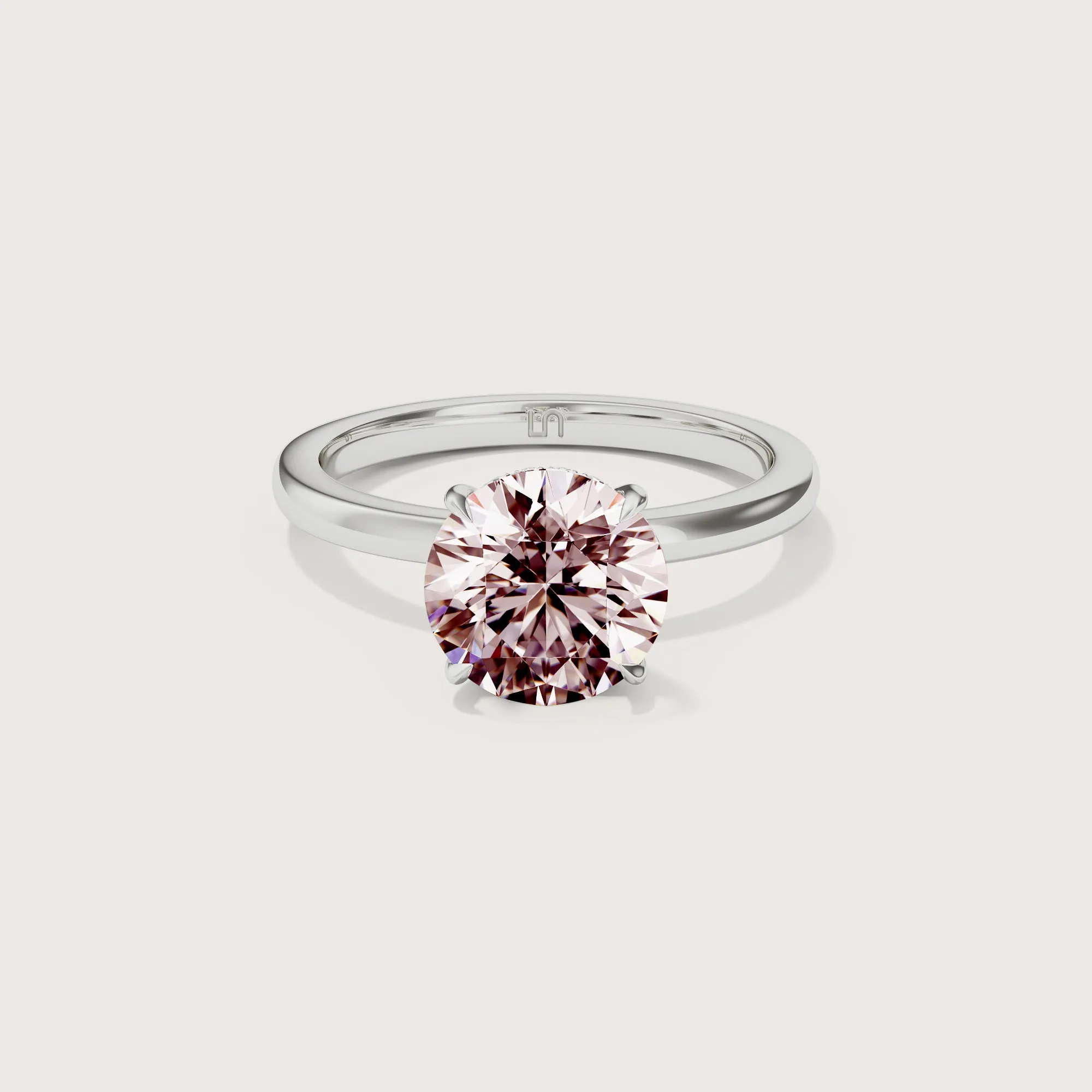 Bianca Round Solitaire Pink Diamond - Hidden Halo