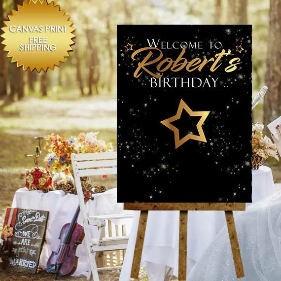 Birthday canvas guest book sign