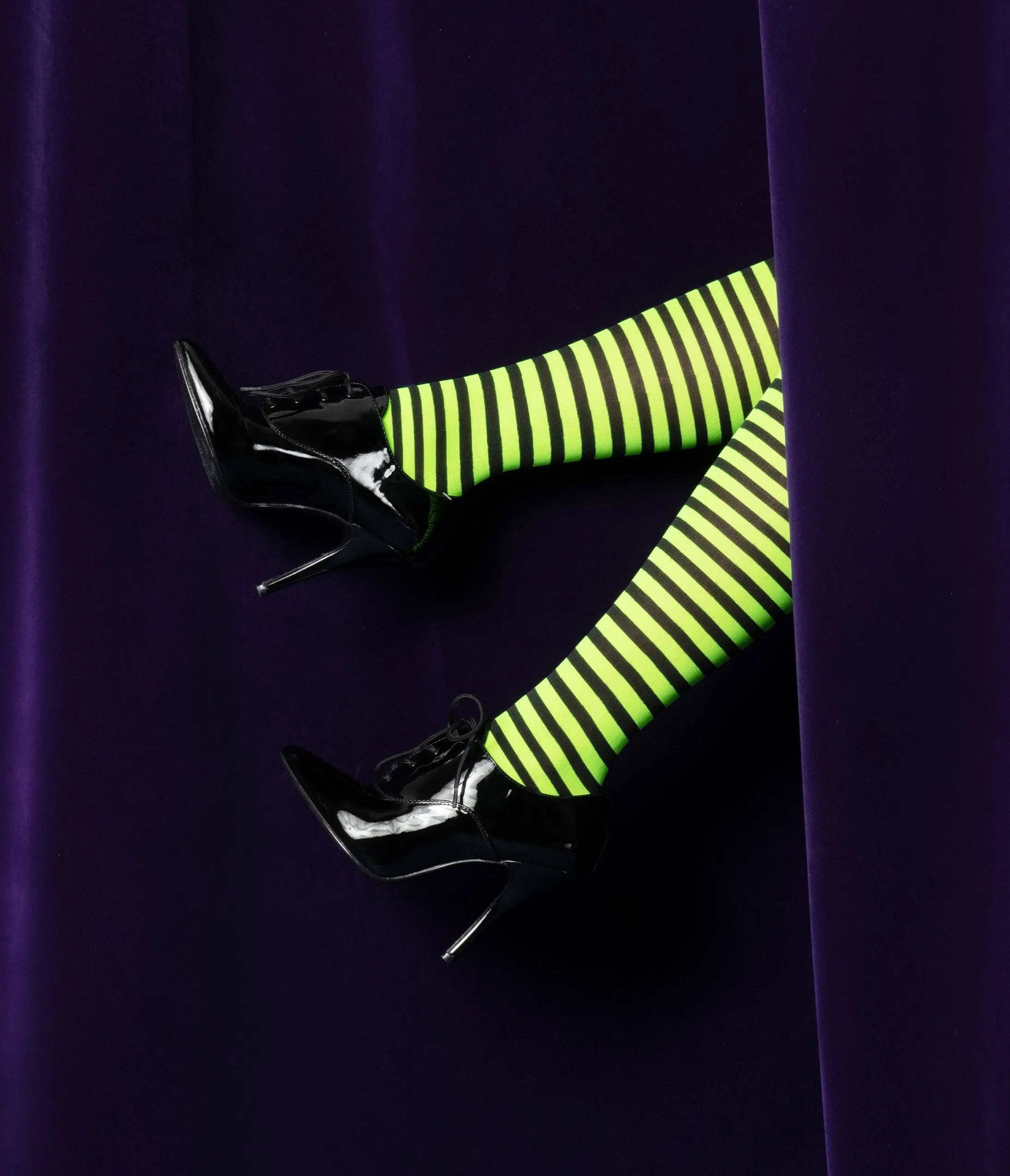 Black & Neon Green Stripe Tights