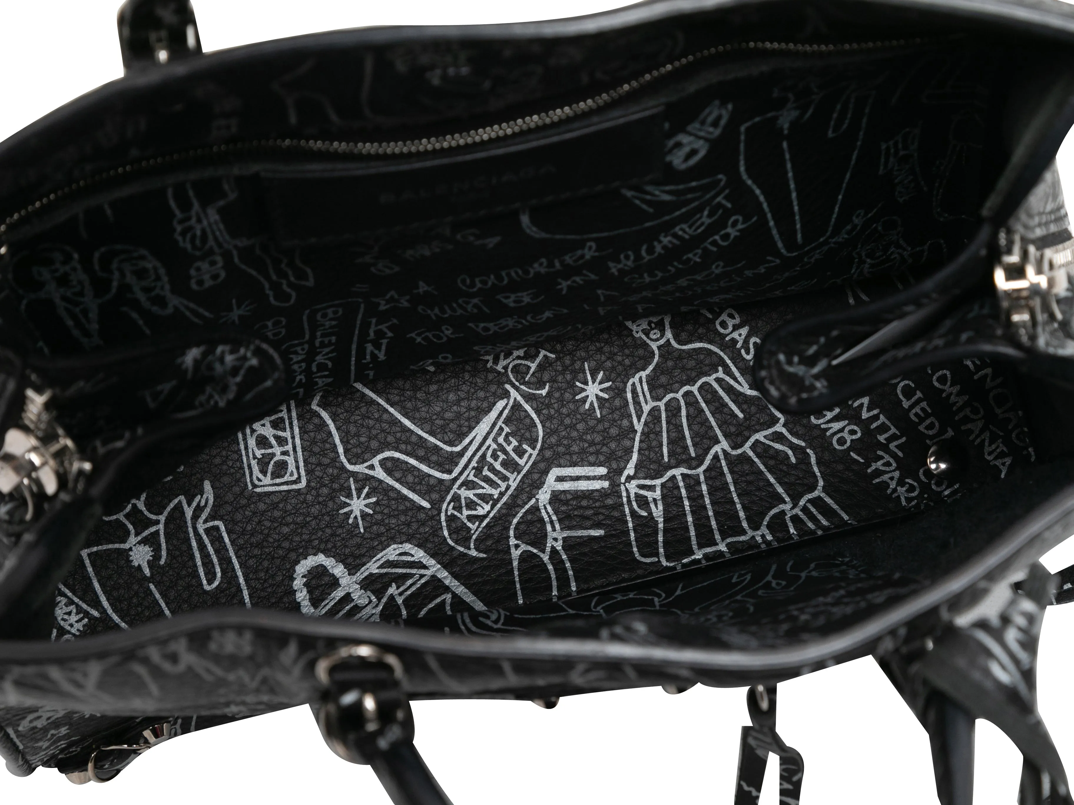 Black & White Balenciaga Small Graffiti Tote