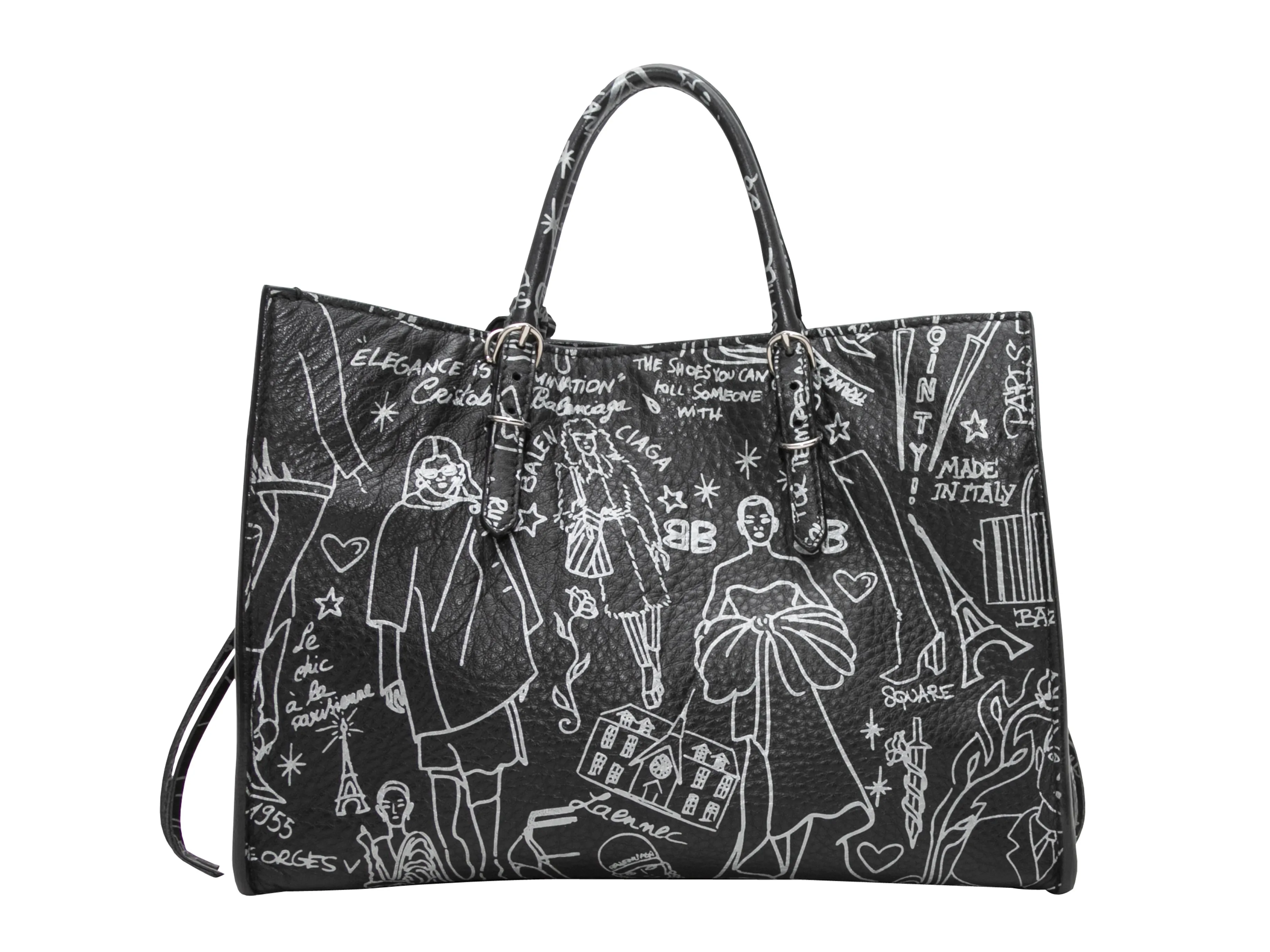 Black & White Balenciaga Small Graffiti Tote