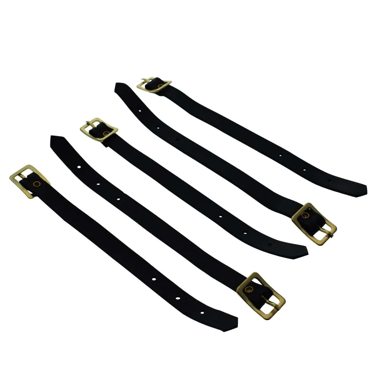 Black Genuine Leather Luggage Strap W/ Brass-Plated Buckle, 3 Holes  2420-1041