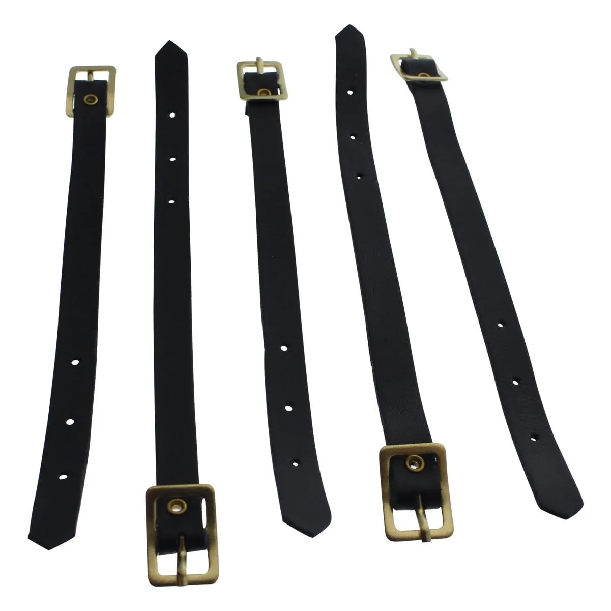 Black Genuine Leather Luggage Strap W/ Brass-Plated Buckle, 3 Holes  2420-1041