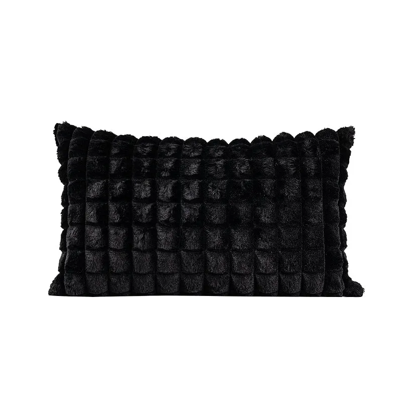 Black Grid Plush Pillow