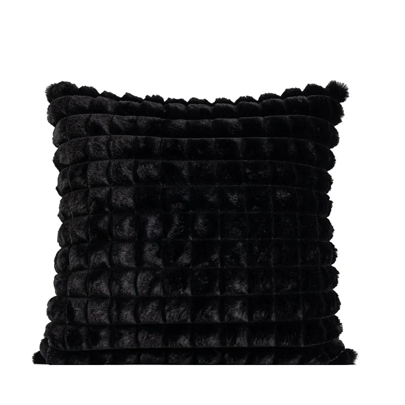 Black Grid Plush Pillow